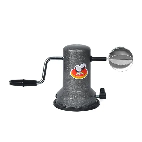 Anjali - CO.03 Sleek Stainless Steel Vacuum Base Coconut Scrapper, Black